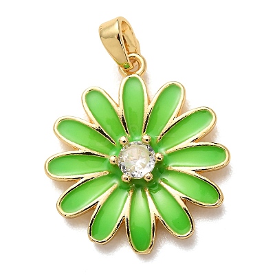 Brass Micro Pave Clear Cubic Zirconia Pendants KK-E803-02G-C-1