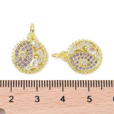 Golden Brass Micro Pave Cubic Zirconia Pendants KK-L209-056G-03-1