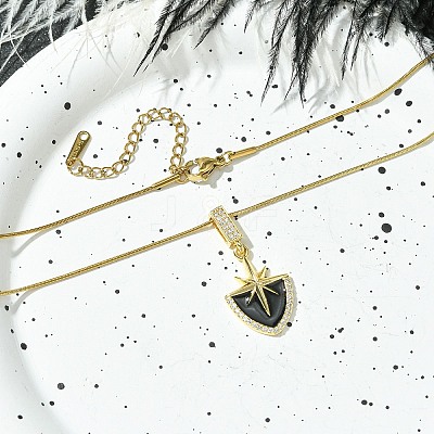 304 Stainless Steel & Rhinestone & Enamel Pendant Necklaces for Women NJEW-G157-03G-1