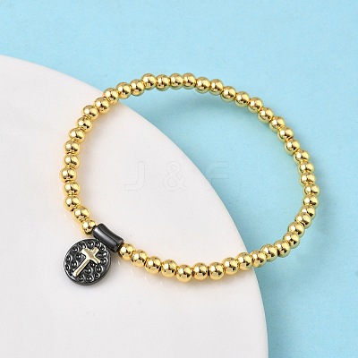 Brass Oval Charms Bracelets BJEW-B148-03B-04-1
