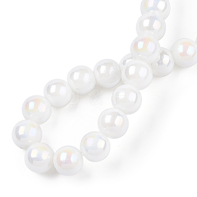 Electroplate Opaque Glass Beads Strands GLAA-T032-P8mm-AB02-1