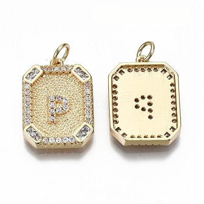 Brass Micro Pave Clear Cubic Zirconia Pendants KK-S356-234P-G-NF-1