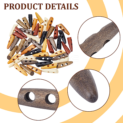 56Pcs 7 Colors 2-Hole Wood Buttons BUTT-GF0004-26-1