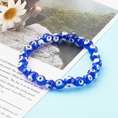 Handmade Evil Eye Lampwork Beaded Stretch Bracelets Sets BJEW-JB06218-1