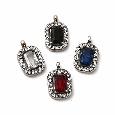 304 Stainless Steel Cubic Zirconia Pendants STAS-A076-03P-1