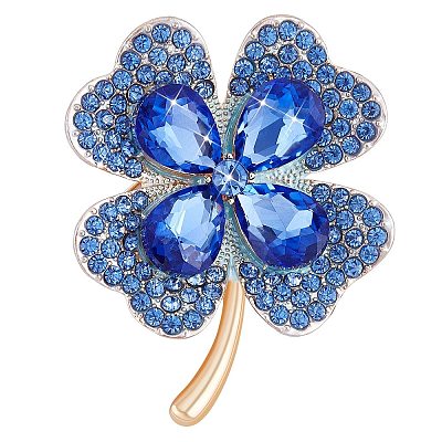 Cubic Zirconia Clover Brooch Pin JBR105B-1