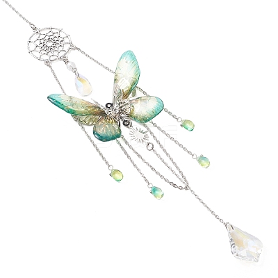Stainless Steel Resin Butterfly Suncatcher HJEW-TA00452-02-1