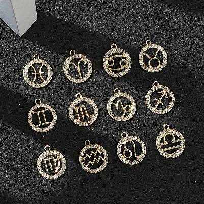 12Pcs 12 Styles Zinc Alloy Crystal Rhinestone Pendants FIND-YW0010-43-1