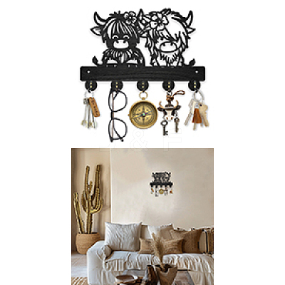 Wood & Iron Wall Mounted Hangers HJEW-WH0055-217-1