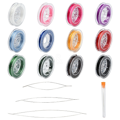 12 Rolls 12 Colors Flat Elastic Crystal String EW-YW0001-18-1