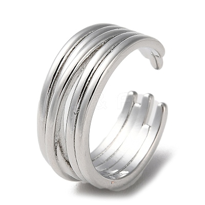 Rack Plating Brass Criss Cross Open Cuff Rings RJEW-K249-03P-1