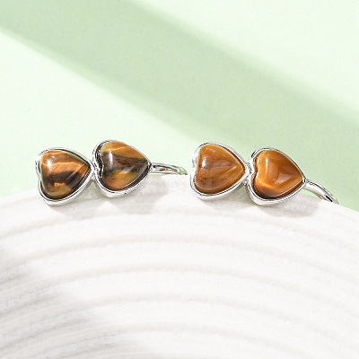 Valentine's Day Heart Natural Tiger Eye Stud Earrings EJEW-T053-01P-11-1