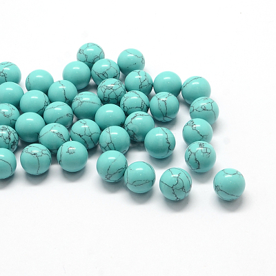 Round Dyed Synthetic Turquoise Beads G-Q450-11-1