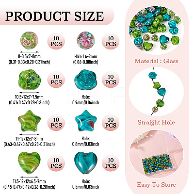 80Pcs 8 Styles Millefiori Glass Beads Strands GLAA-TA0003-43A-1