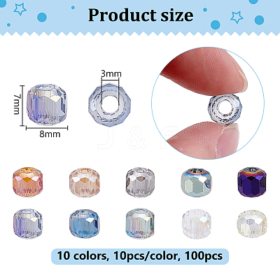100Pcs 10 Colors Electroplate Glass Beads GLAA-PH0004-53-1