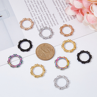 10Pcs 5 Colors 304 Stainless Steel Linking Rings STAS-DC0013-02-1