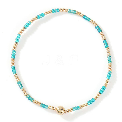 Glass Seed Beads & CCB Beads Stretch Bracelets TB4137-29-1