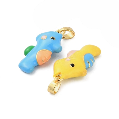 Brass Enamel Pendants KK-B158-03G-1