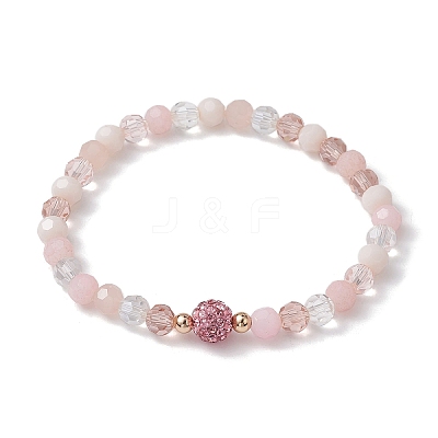 Glass Faceted Round Beaded Stretch Bracelets BJEW-JB10057-02-1