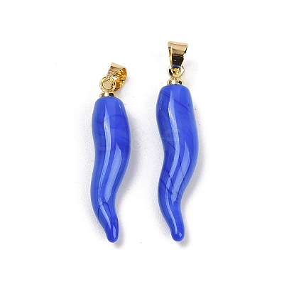 Handmade Lampwork with Brass Pendants KK-Q095-02B-04-1