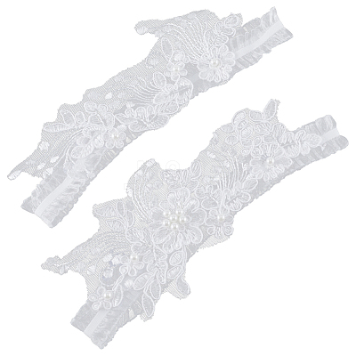 Lace Elastic Bridal Garters AJEW-WH0347-96-1