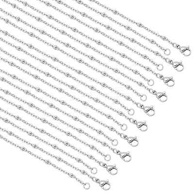 10Pcs 304 Stainless Steel Satellite Chain Necklaces Set for Men Women NJEW-NB0001-13-1