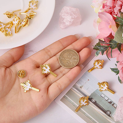 15Pcs Cross with Peace Dove Enamel Pins JEWB-CA0001-55-1