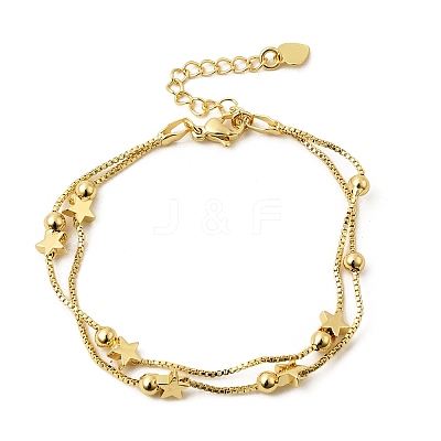 Brass Box Chain Multi-strand Bracelets for Women BJEW-C140-27G-1