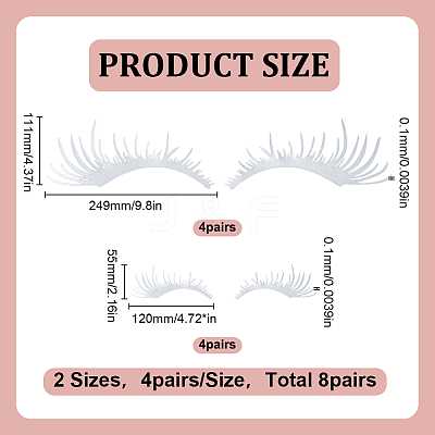 8 Pairs 2 Styles Eyelash Shape Waterproof PVC Picture Stickers DIY-HY0003-05B-1