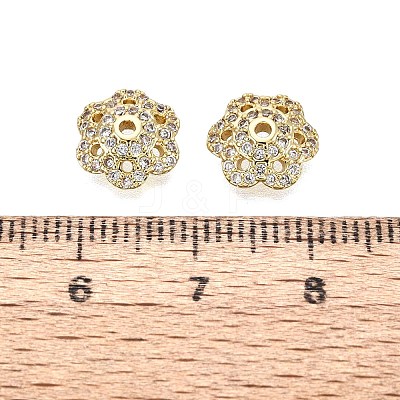 Brass Micro Pave Clear Cubic Zirconia Bead Caps KK-Q071-16G-02-1