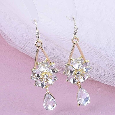 Zinc Alloy Crystal Rhinestone Dangle Earrings FS-WGC114E-01-1