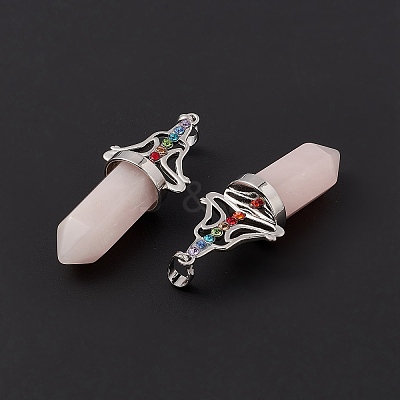 Natural Rose Quartz Big Pointed Pendants G-I342-01P-10-1