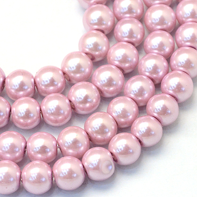 Baking Paint Pearlized Glass Pearl Round Bead Strands HY-Q330-8mm-47-1
