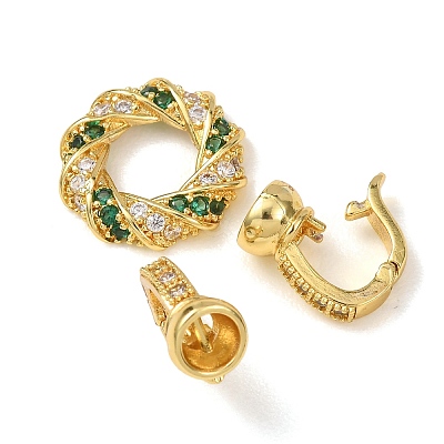 Brass Micro Pave Cubic Zirconia Fold Over Clasps KK-D259-05G-1