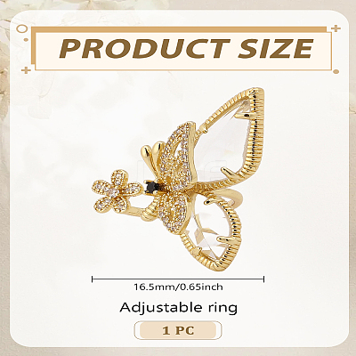 1Pc Brass Rhinestone Cuff Rings RJEW-LP0002-82-1