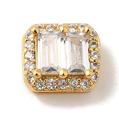 Rack Plating Brass Micro Pave Clear Cubic Zirconia Rectangle Multi-Strand Links KK-A229-24G-1