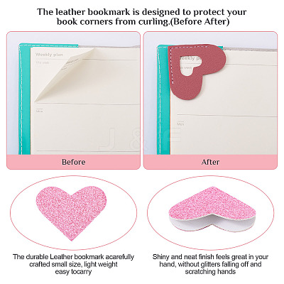 6Pcs 6 Styles PU Leather Bookmarks AJEW-TA0002-03-1