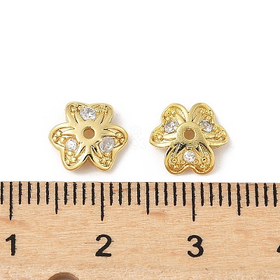 Brass Micro Pave Clear Cubic Zirconia Bead Cap KK-V015-15G-01-1
