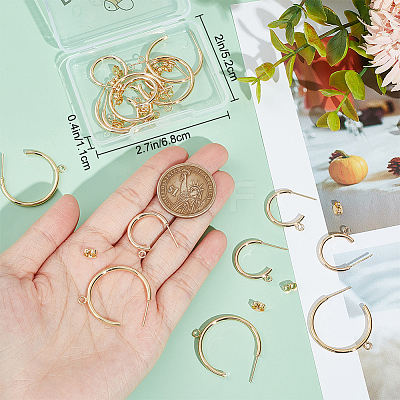 20Pcs 2 Style Brass Ring Stud Earring Findings KK-BBC0012-81-1