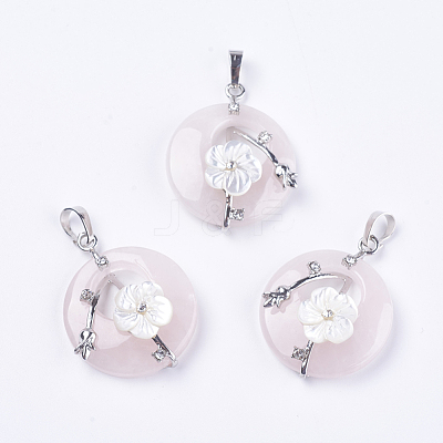 Natural Rose Quartz Pendants G-F546-A10-1