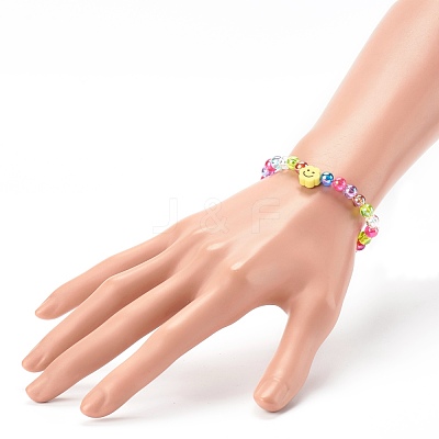 Transparent Acrylic Beaded Stretch Kids Bracelets BJEW-JB06316-1