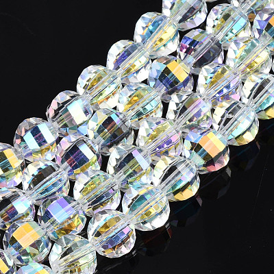 Electroplate Transparent Glass Beads Strands EGLA-N002-30-C01-1