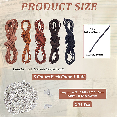 5Pcs 5 Colors Flat Faux Suede Cord LW-CY0001-01-1