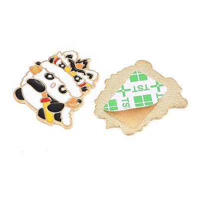 Chinese Lion Dance Panda Alloy Enamel Cabochons AL-CBA1A6F-03KCG-B-1