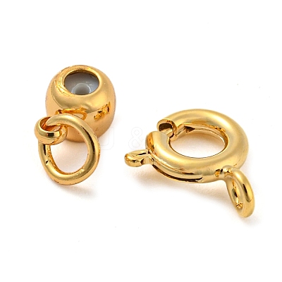 Brass Spring Ring Clasps and Silicone Beads LS-KK-WH0052-04G-1