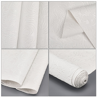 1 Sheet Embossed Flower Pattern Imitation Leather Fabric DIY-CL0002-19E-1