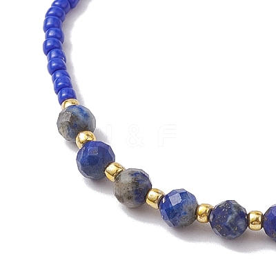 Adjustable Natural Lapis Lazuli & Seed Braided Bead Bracelets BJEW-JB10181-07-1