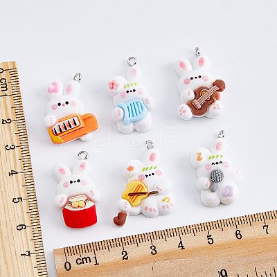 60Pcs 6 Style Music Theme Opaque Resin Pendants RESI-DC0001-06-1