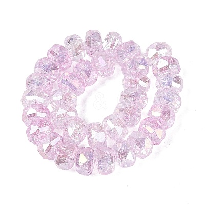 Electroplate Transparent Crackle Glass Beads Strands EGLA-Q135-01A-B05-1