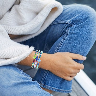 11Pcs Polymer Clay Beads Bracelets BJEW-SW001596-1